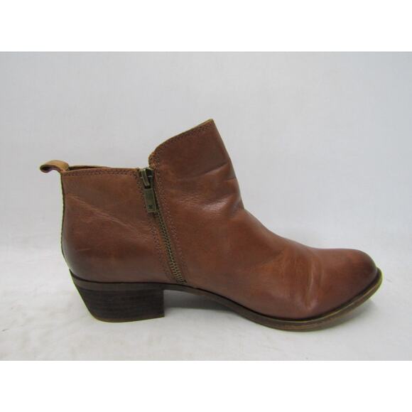 Lucky Brand Womens Size 9.5 M Brown Leather Zip Ankle Fashion Boots Bootie - Picture 4 of 11